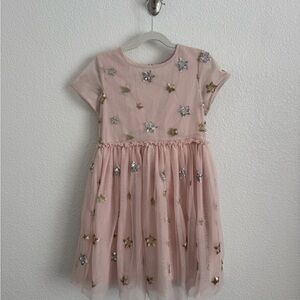 Mini boden Pink Tulle Dress with Star Embellishments